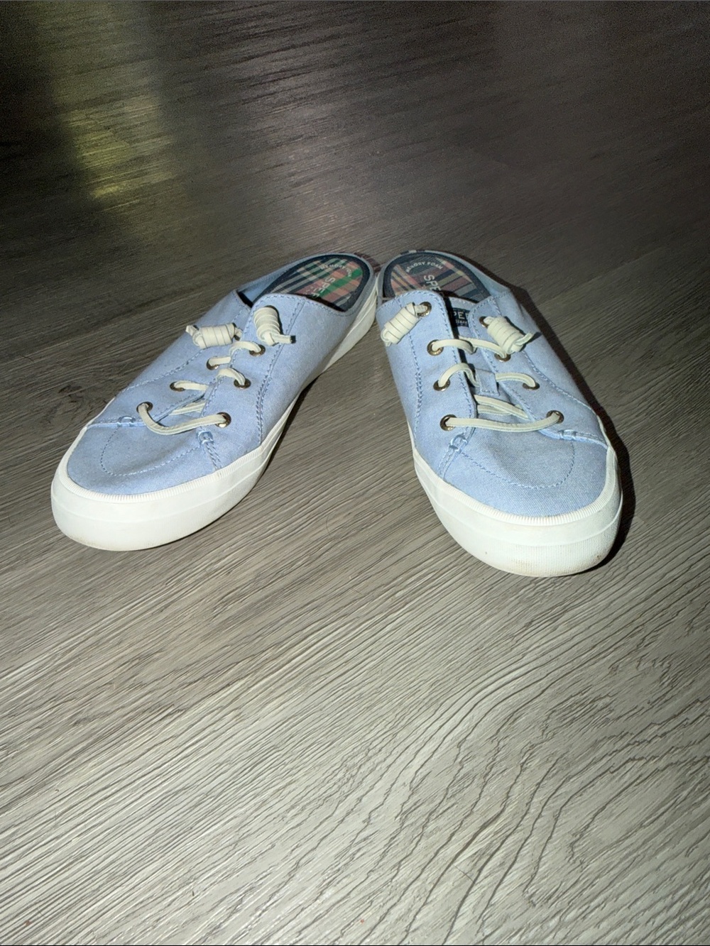 Sperry Top sider Light Blue Canvas Slip-On Sneakers Sz 11 EUC